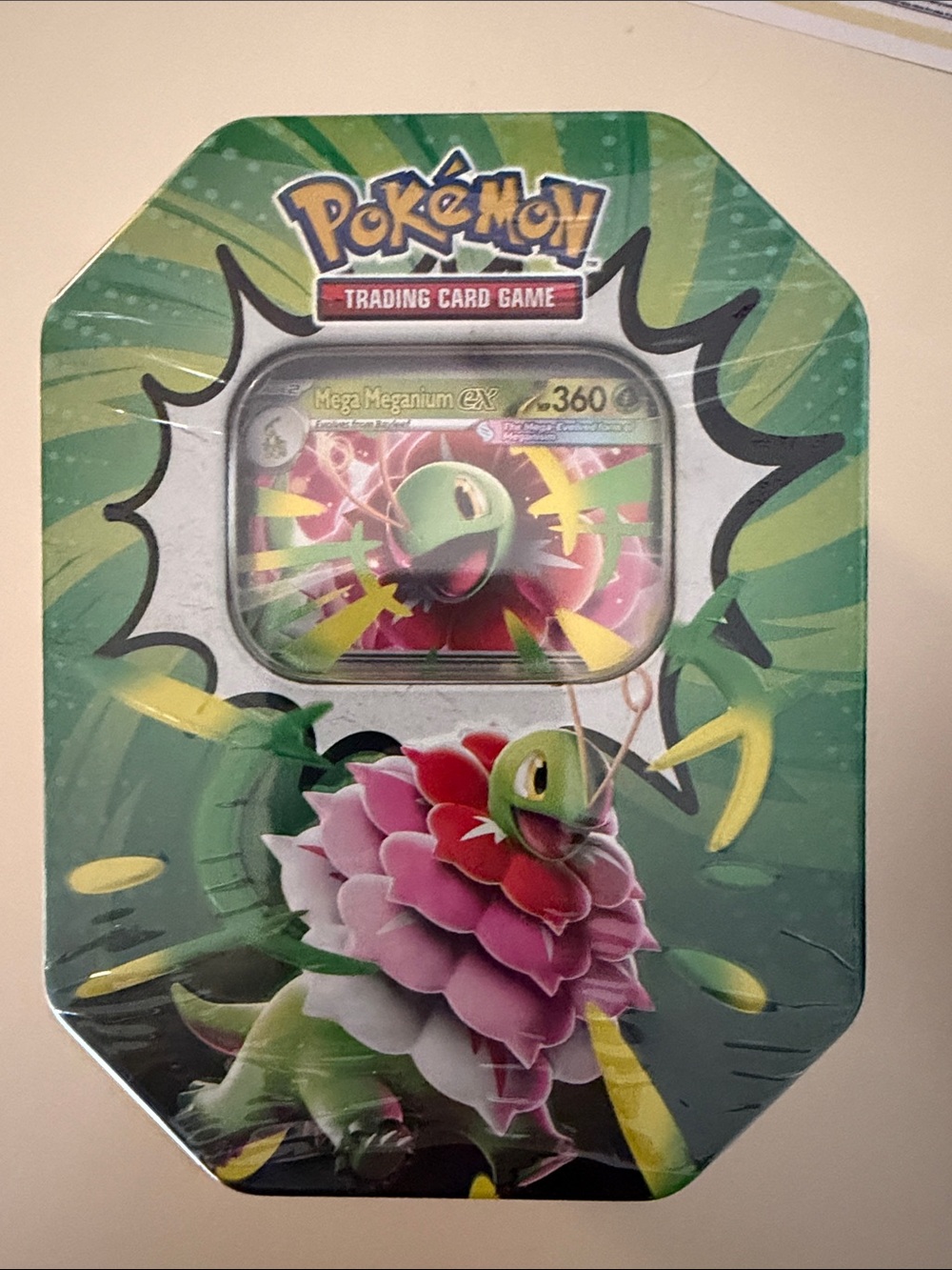 Pokemon Meganium EX Collectible Tin - Green & Pink Artwork